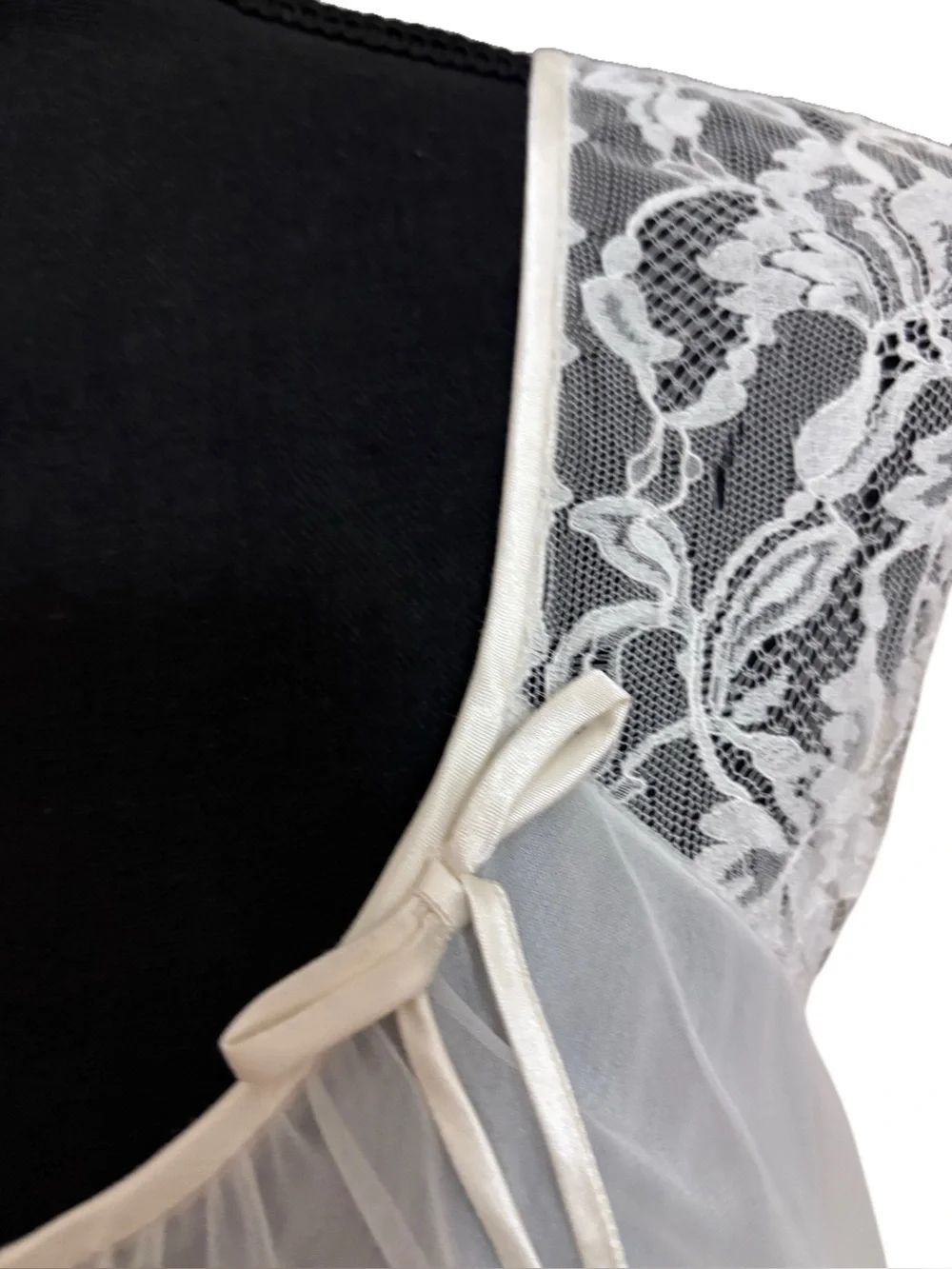 Vtg 50s 60s Vanity Fair White Sheer Babydoll Dress / Nightgown / Negligee -Large